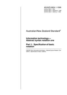 AS/NZS 8824.1: 02/05/1998 Information technology – Abstract syntax notation one, Part 1: Specification of basic notation
