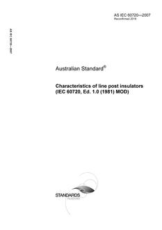 AS IEC 60720: 10/18/2007 Characteristics of line post insulators (IEC 60720, Ed. 1.0 (1981) MOD)