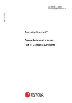 AS 1418.1: 06/20/2002 Cranes, hoists and winches, Part 1: General requirements