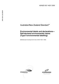 AS/NZS ISO 14021: 03/21/2000 Environmental labels and declarations – Self-declared environmental claims (Type II environmental labelling)