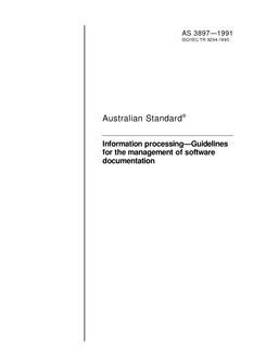 AS 3897: 01/01/1991 Information processing – Guidelines for the management of software documentation