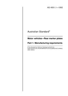 AS 4001.1: 01/01/1992 Motor vehicles – Rear marker plates – Manufacturing requirements