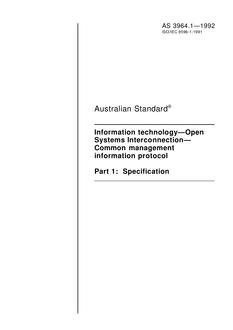 AS 3964.1: 04/16/1992 Information technology – Open Systems Interconnection – Common management information protocol, Part 1: Specification