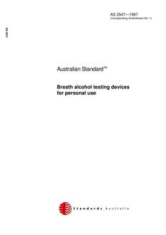 AS 3547: 01/01/1997 Breath alcohol testing devices for personal use AS 3547: 01/01/1997 Breath alcohol testing devices for personal use