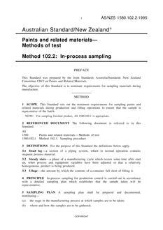 AS/NZS 1580.102.2: 12/05/1995 Paints and related materials – Methods of test, Method 102.2: In-process sampling