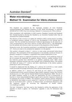 AS 4276.15: 05/01/2014 Water microbiology, Method 15: Examination for Vibrio cholerae