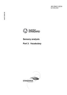 AS 2542.3: 12/17/2014 Sensory analysis, Part 3: Vocabulary AS 2542.3: 12/17/2014 Sensory analysis, Part 3: Vocabulary