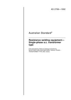 AS 2799: 07/20/1992 Resistance welding equipment – Single-phase a.c. transformer type