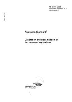 AS 2193: 03/18/2005 Calibration and classification of force-measuring systems