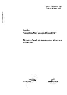 AS/NZS 4364(INT): 07/31/2007 Timber – Bond performance of structural adhesives