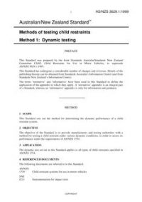 AS/NZS 3629.1: 09/05/1999 Methods of testing child restraints, Method 1: Dynamic testing