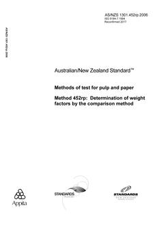 AS/NZS 1301.452RP: 01/06/2006 Methods of test for pulp and paper, Method 452RP: Determination of weight factors by the comparison method