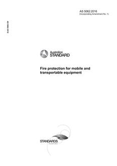 AS 5062: 07/11/2016 Fire protection for mobile and transportable equipment