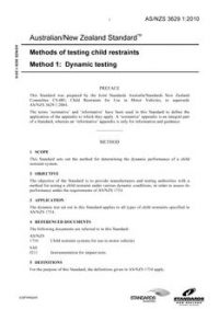 AS/NZS 3629.1: 02/24/2010 Methods of testing child restraints, Method 1: Dynamic testing