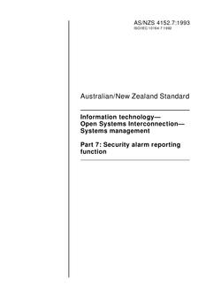 AS/NZS 4152.7: 12/20/1993 Information technology – Open Systems Interconnection – Systems management, Part 7: Security alarm reporting function