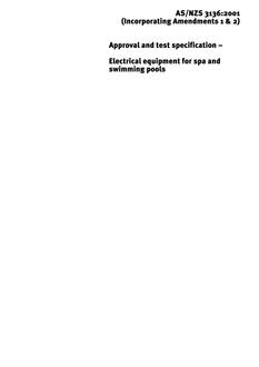 AS/NZS 3136: 01/01/2001 Approval and test specification – Electrical equipment for spa and swimming pools