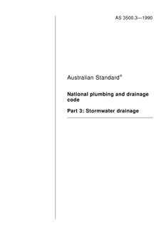 AS 3500.3: 08/12/1990 National plumbing and drainage code, Part 3: Stormwater drainage