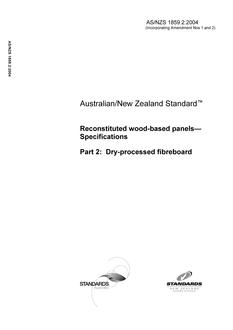 AS/NZS 1859.2: 03/26/2004 Reconstituted wood-based panels – Specifications, Part 2: Dry-processed fibreboard
