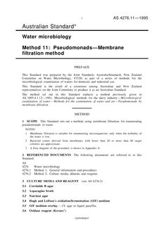 AS 4276.11: 01/01/1995 Water microbiology – Method 11: Pseudomonads – Membrane filtration method