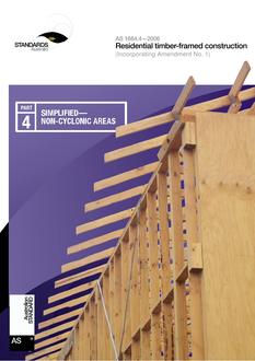 AS 1684.4: 01/01/2006 Residential timber-framed construction – Simplified – Non-cyclonic areas (SEE IMPORTANT NOTE)