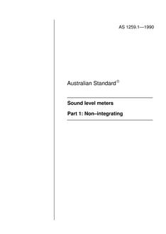 AS 1259.1: 12/31/1989 Acoustics – Sound level meters – Non-integrating