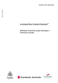 AS/NZS 1301.206S: 04/16/2002 Methods of test for pulp and paper, Part 206S: Freeness of pulp