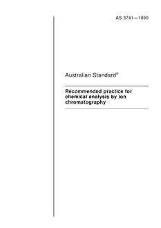 AS 3741: 12/31/1989 Recommended practice for chemical analysis by ion chromatography