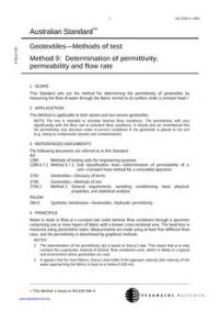 AS 3706.9: 01/01/2001 Geotextiles – Methods of test – Determination of permittivity, permeability and flow rate