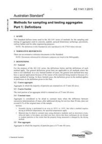 AS 1141.1: 05/11/2015 Methods for sampling and testing aggregates, Part 1: Definitions