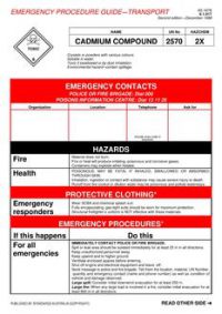 AS 1678.6.1.017: 01/01/1998 Emergency procedure guide – Transport – Cadmium compound
