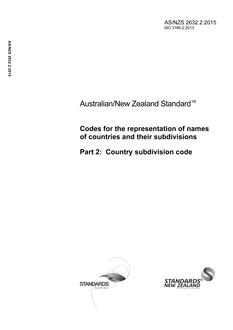 AS/NZS 2632.2: 06/19/2015 Codes for the representation of names of countries and their subdivisions, Part 2: Country subdivision code