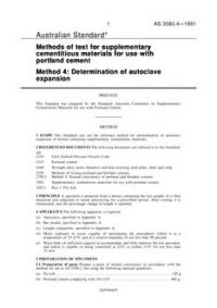 AS 3583.4: 03/27/1991 Methods of test for supplementary cementitious materials for use with portland cement, Method 4: Determination of autoclave expansion