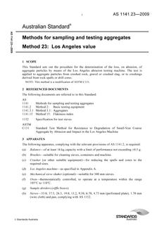 AS 1141.23: 06/15/2009 Methods for sampling and testing aggregates, Method 23: Los Angeles value