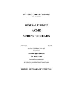 AS B202: 01/01/1962 General purpose Acme screw threads