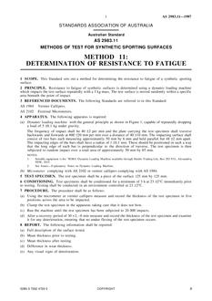 AS 2983.11: 12/31/1986 Methods of test for synthetic sporting surfaces – Determination of resistance to fatigue
