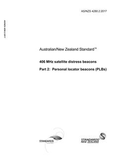 AS/NZS 4280.2: 02/28/2017 406 MHz satellite distress beacons, Part 2: Personal locator beacons (PLBs)