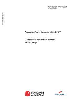 AS/NZS ISO 17933: 07/12/2004 Generic electronic document interchange