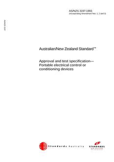 AS/NZS 3197: 03/15/1993 Approval and test specification – Portable electrical control or conditioning devices