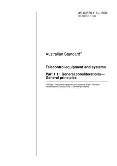 AS 60870.1.1: 01/05/1998 Telecontrol equipment and systems, Part 1.1: General considerations – General principles