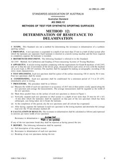 AS 2983.12: 01/01/1987 Methods of test for synthetic sporting surfaces – Determination of resistance to delamination