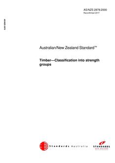 AS/NZS 2878: 09/05/2000 Timber – Classification into strength groups