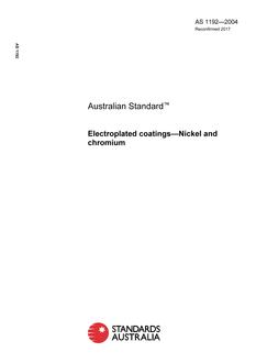 AS 1192: 04/02/2004 Electroplated coatings – Nickel and chromium