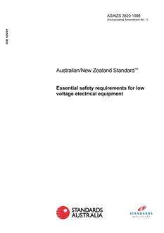 AS/NZS 3820: 10/05/1998 Essential safety requirements for low voltage electrical equipment