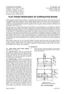 AS 1301.429S: 01/01/1989 Methods of test for pulp and paper (metric units) – Flat crush resistance of corrugated board