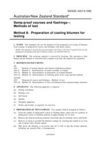 AS/NZS 4347.8: 11/05/1995 Damp-proof courses and flashings – Methods of test, Method 8: Preparation of coating bitumen for testing