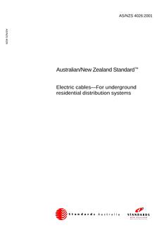 AS/NZS 4026: 05/28/2001 Electric cables – For underground residential distribution systems