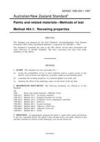 AS/NZS 1580.404.1: 12/05/1997 Paints and related materials – Methods of test, Method 404.1: Recoating properties