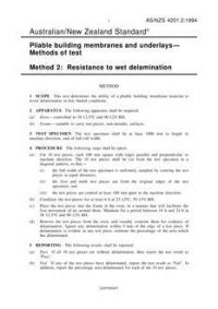 AS/NZS 4201.2: 06/14/1994 Pliable building membranes and underlays – Methods of test, Method 2: Resistance to wet delamination