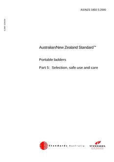AS/NZS 1892.5: 11/20/2000 Portable ladders, Part 5: Selection, safe use and care