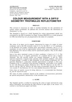 AS/NZS 1301.455S: 09/13/1993 Methods of test for pulp and paper, Part 455S: Colour measurement with a diff/0 degrees geometry tristimulus reflectometer
